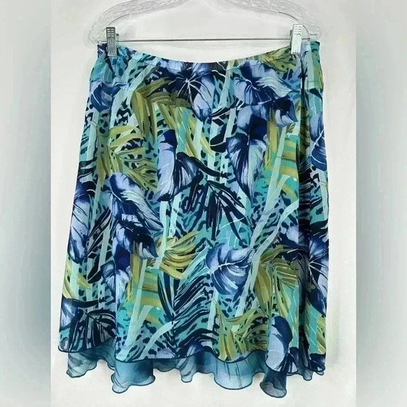R.Q.T. Fit & Flare Tropical Print Polyester Midi Skirt Size Zip Size L - Picture 3 of 8
